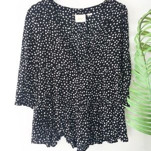 Anthropologie Maeve Black & White Peplum Blouse